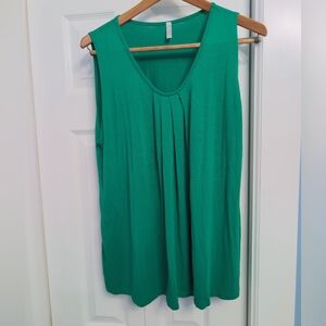 Eimin 2XL Pleated Green Sleeveless Women's Top